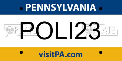 POLI23 Pennsylvania License Plate