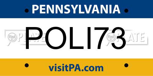 POLI73 Pennsylvania License Plate
