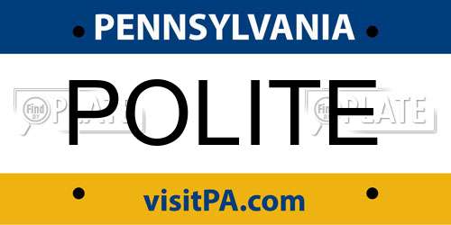 POLITE Pennsylvania License Plate