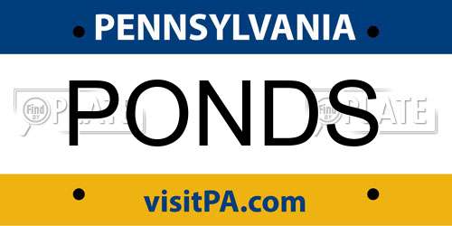 PONDS Pennsylvania License Plate