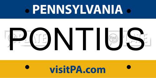 PONTIUS Pennsylvania License Plate