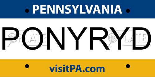PONYRYD Pennsylvania License Plate