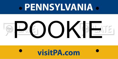 POOKIE Pennsylvania License Plate