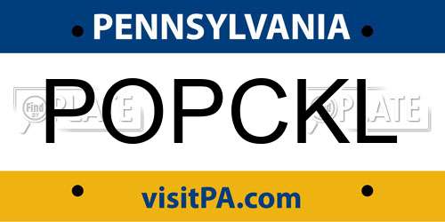 POPCKL Pennsylvania License Plate