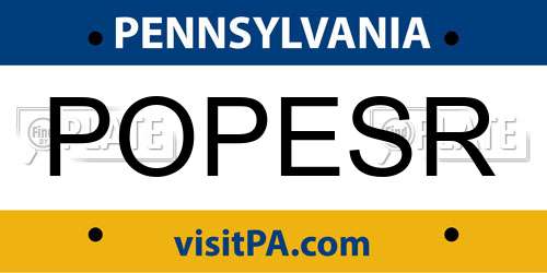 POPESR Pennsylvania License Plate