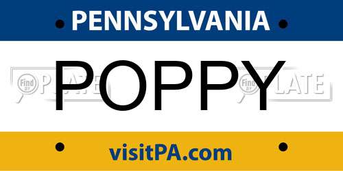 POPPY Pennsylvania License Plate