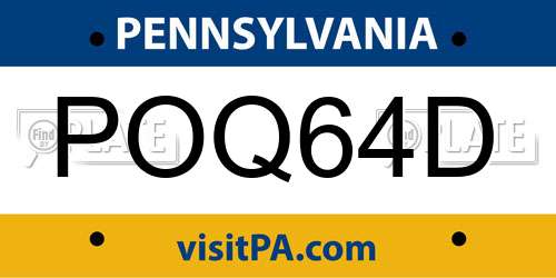 POQ64D Pennsylvania License Plate