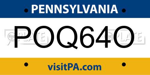 POQ64O Pennsylvania License Plate