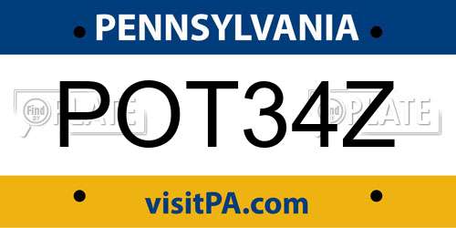 POT34Z Pennsylvania License Plate