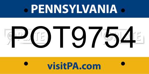 POT9754 Pennsylvania License Plate