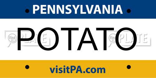 POTATO Pennsylvania License Plate