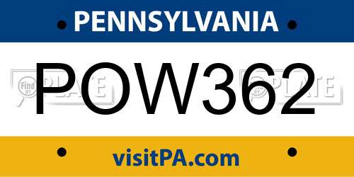 POW362 Pennsylvania License Plate