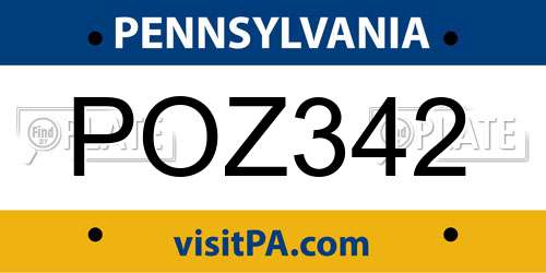 POZ342 Pennsylvania License Plate