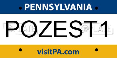 POZEST1 Pennsylvania License Plate