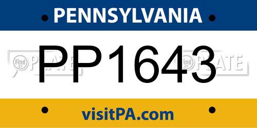 PP1643 Pennsylvania License Plate