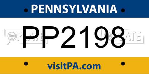 PP2198 Pennsylvania License Plate