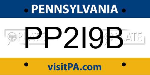 PP2I9B Pennsylvania License Plate