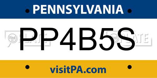 PP4B5S Pennsylvania License Plate