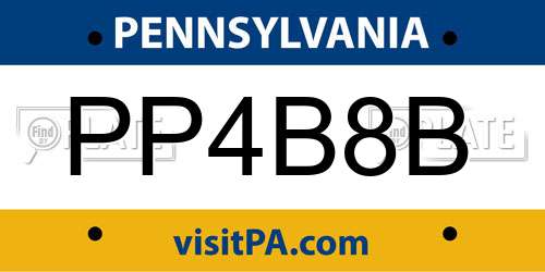 PP4B8B Pennsylvania License Plate