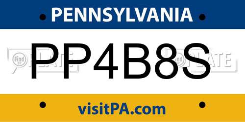 PP4B8S Pennsylvania License Plate