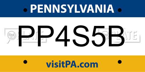 PP4S5B Pennsylvania License Plate