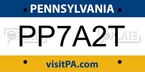 PP7A2T Pennsylvania License Plate