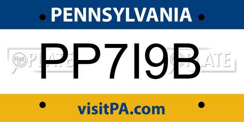PP7I9B Pennsylvania License Plate