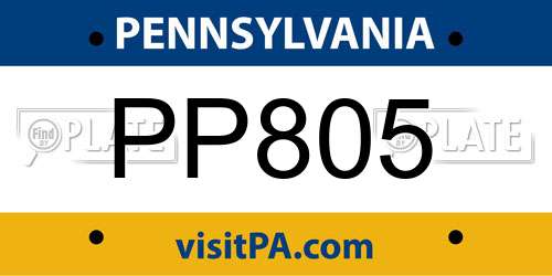 PP805 Pennsylvania License Plate