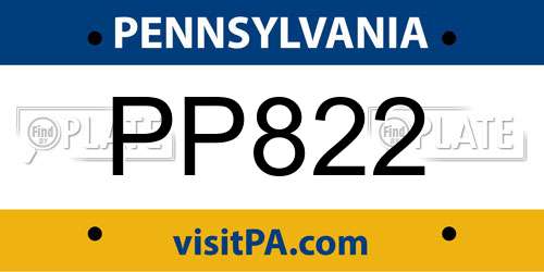 PP822 Pennsylvania License Plate