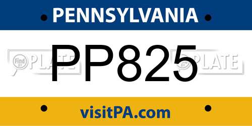 PP825 Pennsylvania License Plate