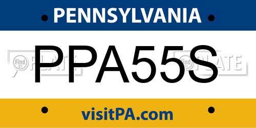 PPA55S Pennsylvania License Plate
