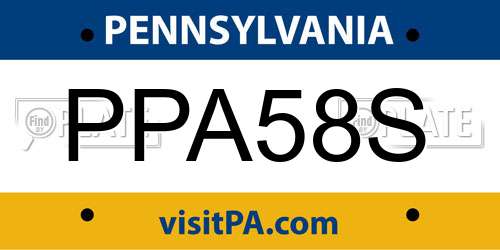 PPA58S Pennsylvania License Plate