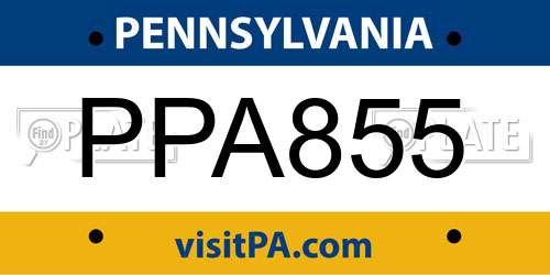 PPA855 Pennsylvania License Plate