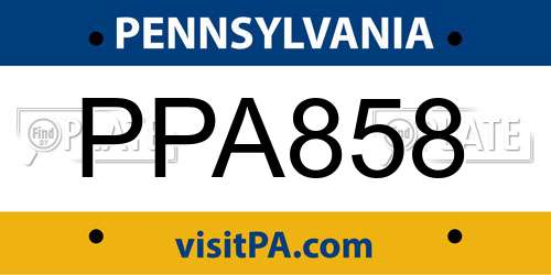 PPA858 Pennsylvania License Plate