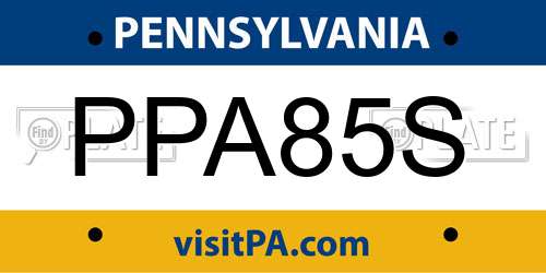 PPA85S Pennsylvania License Plate