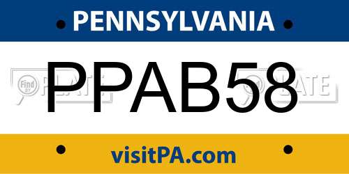 PPAB58 Pennsylvania License Plate