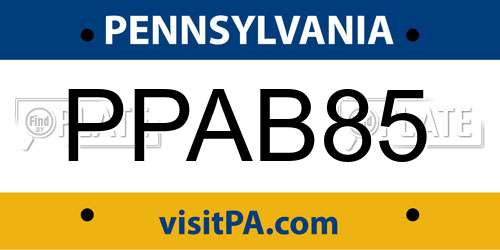 PPAB85 Pennsylvania License Plate