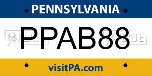 PPAB88 Pennsylvania License Plate