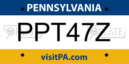 PPT47Z Pennsylvania License Plate