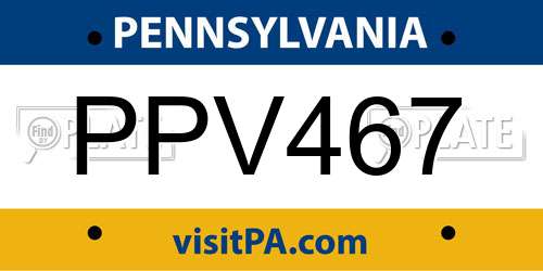 PPV467 Pennsylvania License Plate