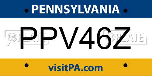 PPV46Z Pennsylvania License Plate