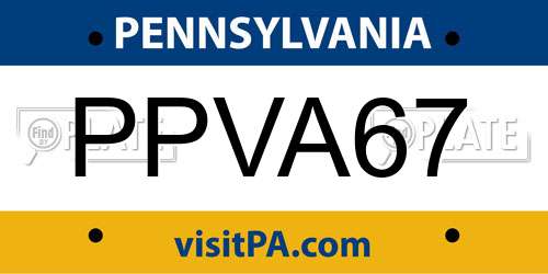 PPVA67 Pennsylvania License Plate