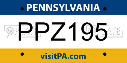 PPZ195 Pennsylvania License Plate