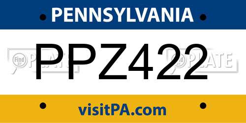 PPZ422 Pennsylvania License Plate