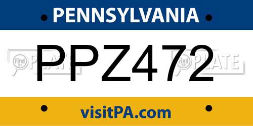 PPZ472 Pennsylvania License Plate