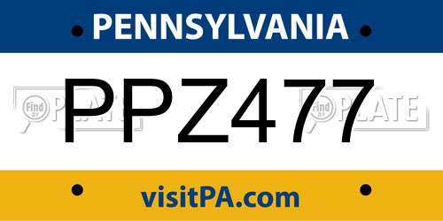 PPZ477 Pennsylvania License Plate