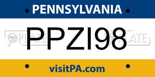 PPZI98 Pennsylvania License Plate