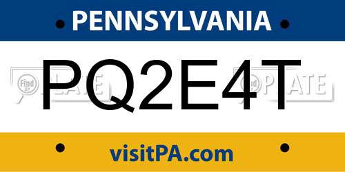 PQ2E4T Pennsylvania License Plate