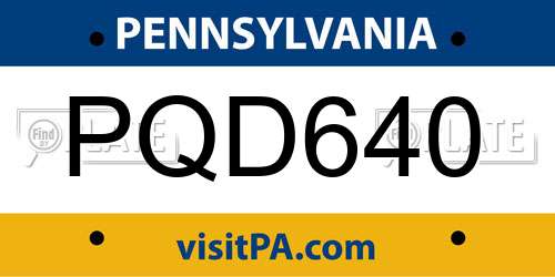 PQD640 Pennsylvania License Plate