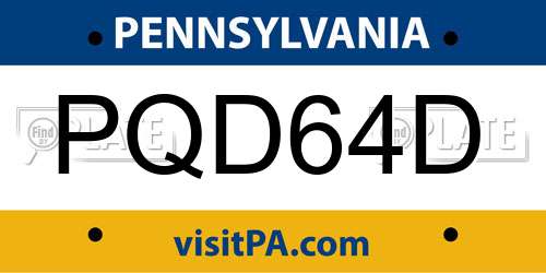 PQD64D Pennsylvania License Plate